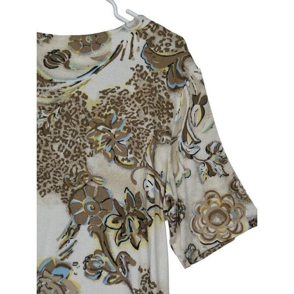 Chico’s Travelers Short Sleeve‎ Slinky Knit Pullover Top Blouse Size 3 Tan - Picture 6 of 8